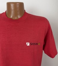 Vintage Saturn Cars T-shirt Mens Large 80s 90s UAW Union Shirt Red Tee Workwear picture