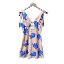 NEW Indi Luxe Indikah Mykonos Morning Tied Shoulder Mini Dress Beige Medium NWT picture