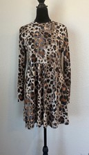 Entro Leopard Print Babydoll Mini Dress Long Sleeve picture