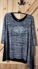 Harley-Davidson Women's Gray and Black 3/4 Sleeve Tunic Top with Logo picture