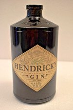 Vintage Hendrick’s Gin Black Glass Bottle Empty Bar Display Collectible 7 Inch