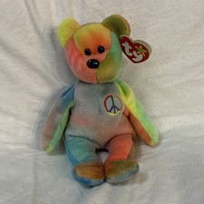 Ty Beanie Babies Peace Bear Tie-Dye Plush Vintage 1996 Age 3-5 Years picture