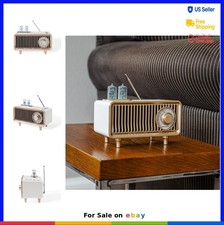Vintage Bluetooth Radio Portable FM USB Aux Input Vacuum Tube Style LED White picture