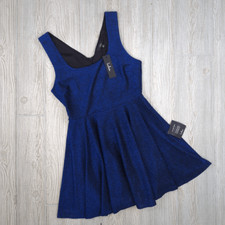 Brand New Lulu's Women's Large Blue Metallic Best Date Ever Mini Dress Sleeveles picture