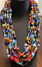 11 Strand Venetian Murano Art Glass Beaded Necklace Statement 244g Chunky picture
