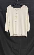 Max Studio Women's White Nicolette Textured 3/4 Sleeve Blouse Top Sz M NWT picture