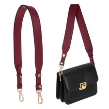 Leather Purse Strap Replacement Crossbody Adjustable Bag Strap Burgundy/Gold picture