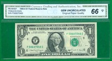 $1 1988-A 1 F/I BLOCK (w) ATLANTA GEM UNCIRCULATED P-2. BROKEN LADDER 66 picture