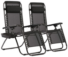 Set de 2 sillas reclinables gravedad cero con almohada y portavasos, plegables picture