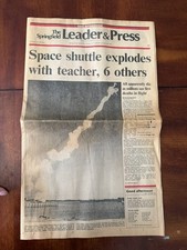 Springfield Leader & Press Newspaper Jan 28 1986 Space Shuttle Explodes picture