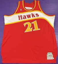 Authentic Dominique Wilkins #21 Mitchell & Ness 1986-87 Atlanta Hawks Jersey 52 picture