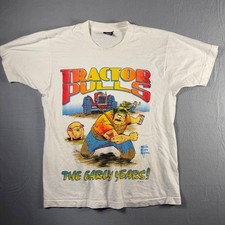 Vintage 1991 Screen Stars Tractor Pulls The Early Years White T-Shirt Mens L USA picture