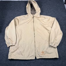 Longaberger Homestead Mens Tan Cotton Hooded Jacket Gingham Lining Size 1X picture