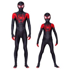 Into the SpiderVerse Miles Morales Spiderman Jumpsuit Kids/Adult Costume Cosplay picture