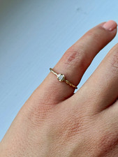 14k Yellow Gold Round Diamond Solitaire Pinky Ring Size 4, Estate Preowned picture