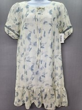 Anthropologie Kindred S Ivory Dress Blue Butterfly Knee Length Cottagecore picture