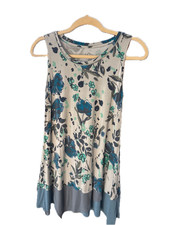 Logo by Lori Goldstein Blue Floral Print Sleeveless Tank Top Sz Small Excellent picture