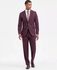 $395 Nautica Men's Burgundy Solid Modern Fit Stretch Suit 40 S 34 x 30 yfe2026b picture