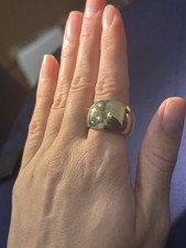 Vintage APR 10K Turkey Two-Tone Wide Dome Ring picture