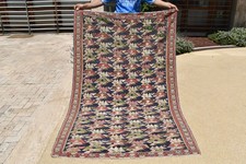 Turkish Kilim 4x7 Handwoven Senneh Vintage Multicolor Oriental Rug  145x225cm picture