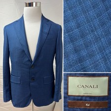 Canali Men’s EU 46 / US 36S Blue Plaid Kei Blazer Jacket picture