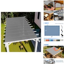 E&K Sunrise 12' x 20' Straight Edge Sun Shade Sail Gray picture