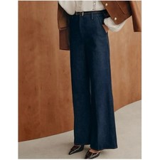 Ann Taylor The Trouser High Rise Wide Leg Jeans Womens 8 Dark Wash Stretch Denim picture