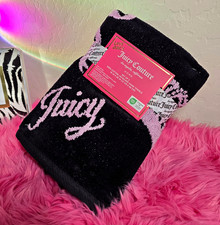 Juicy Couture Love Juicy Throw Blanket 100x150cm Black/Pink Cotton Logo picture
