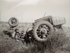 OOAK Vintage Tractor Rollover Accident with Grain Cart Wagon Farm Agriculture picture