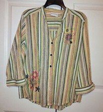 Alfred Dunner Women's Striped Floral Top Size 14 picture