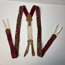 RARE Vintage Trafalgar Red TOUCAN IN PARADISE Suspenders - Some Thread Damage picture