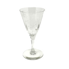 Antique Etched Wine Glass K S M D A Crest May 1916 Floral Stemware picture