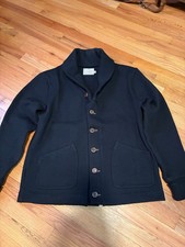 Dehen 1920 Black Wool Shawl Sweater Coat 2.0 Cardigan LARGE picture