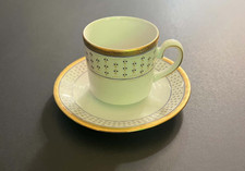 Vintage Zehendner Tirschenreuth Bavaria Demitasse Cup & Saucer Gold Green German picture