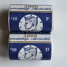 Set (2) 2008 P & D Kennedy Half Dollars - Mint Wrapped Rolls - 40 Coins picture