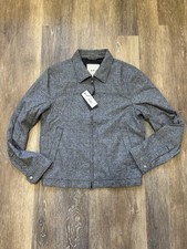 Men’s Zip Up Cotton Jacket, Size Small, Grey, Light Collared Coat, New picture