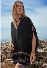 $270 BIYA by JOHNNY WAS Sascha Embroidered Silk Poncho NWOT/sz: L-XL picture