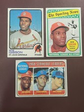 Vintage 1969-1973 Topps Bob Gibson HOF'er Lot of 3- All Star -Strike out Leaders picture