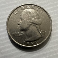 1992-D Denver Washington Quarter 25C US Coin, Circulated, Uncertified picture