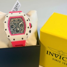 69606 Invicta Racing Unisex 40mm White Case Pink Silicone Strap Watch picture