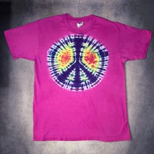 Vintage 90s Hanes Bill Blass Collection Tie Dye Peace Sign Pocket Tee picture