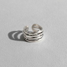 Handcrafted 925 Sterling Silver Adjustable Chain Ring - Modern Women’s Jewelry picture