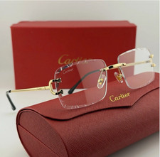 Cartier Big C Frameless Rimless Optical Glasses Clear Lens Gold Frame picture