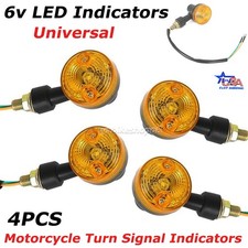 LED INDICATORS 6V MOTORCYCLE TURN SIGNAL AMBER BLINKER LIGHTS 6 VOLTS SET OF 4 picture