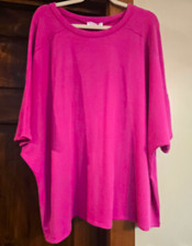 Discount Divas Pink Ribbed Knit Stretch Top 3/4 Sleeve Pullover Plus 1X picture