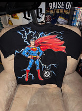 Shoe Palace DC Superman Graphic Print Black Cotton Tee M Crew Neck Short Sleeve picture