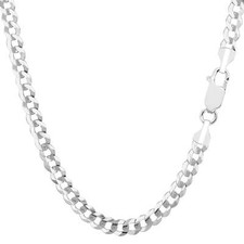 14k White Real Gold Comfort Curb Chain Necklace, 4.7mm, 24