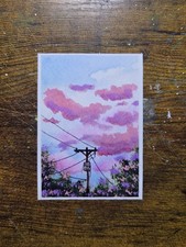 ACEO *Art Print Of an Original Watercolor Sunset  By El_duderino_art  picture