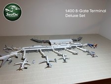 1:400 8-Gate Model Airport Terminal Deluxe Set White Jetbridge Version picture