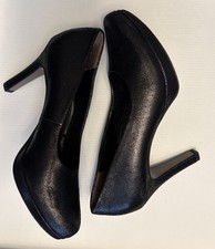 Paul Green Women's Black Leather Platform Heels 4 UK/ US 6.5 picture